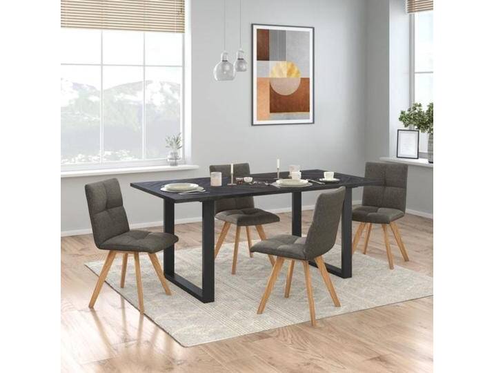 HOMELIV. Herbs Essgruppe 5-tlg. Tisch 180x90cm Dunkelgrau Braun von HOMELIV