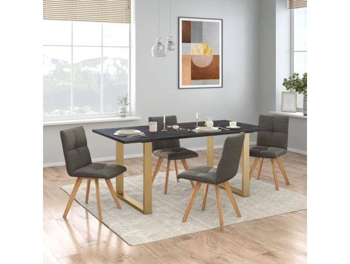 HOMELIV. Herbs Essgruppe 5-tlg. Tisch 180x90cm Dunkelgrau Braun von HOMELIV