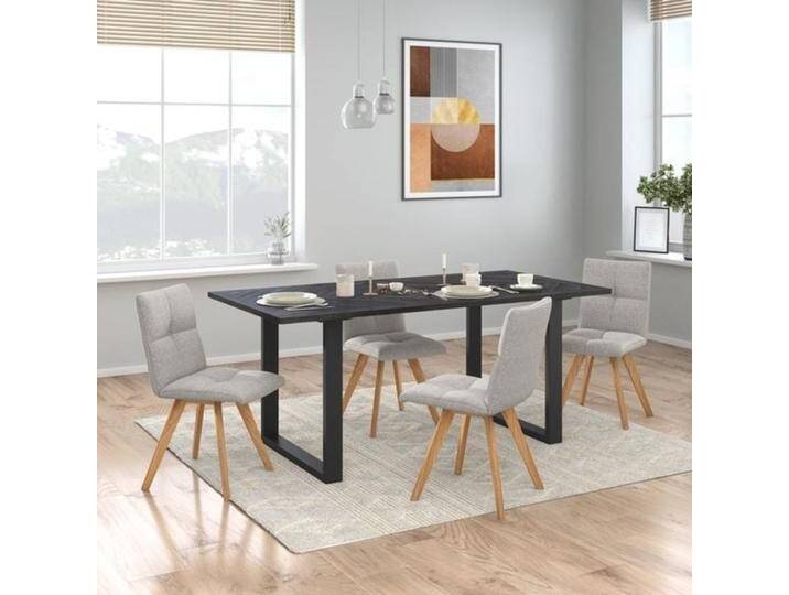 HOMELIV. Herbs Essgruppe 5-tlg. Tisch 180x90cm Dunkelgrau Hellgrau von HOMELIV