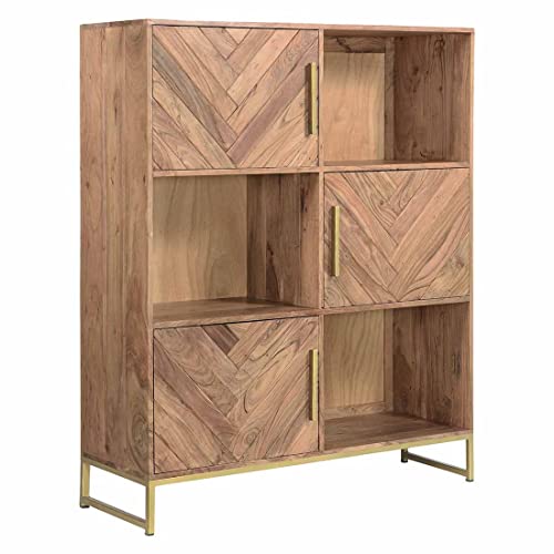 HOMELIV. Module Highboard in Akazie Natur/Gold, 120x39x140 cm, das Highlight in Ihrem Wohnbereich von HOMELIV.