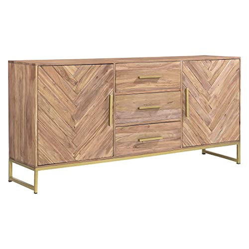 HOMELIV. Module Sideboard in Akazie Natur/Gold, 180x39x80 cm, mit viel Stauraum, das Highlight in Ihrem Wohnbereich von HOMELIV.
