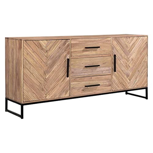 HOMELIV. Module Sideboard in Akazie Natur/Schwarz, 180x39x80 cm, mit viel Stauraum, das Highlight in Ihrem Wohnbereich von HOMELIV.