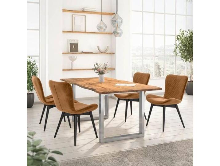 HOMELIV. Pepper Essgruppe 5-tlg. Tisch 200x90cm Natur Gelb von HOMELIV