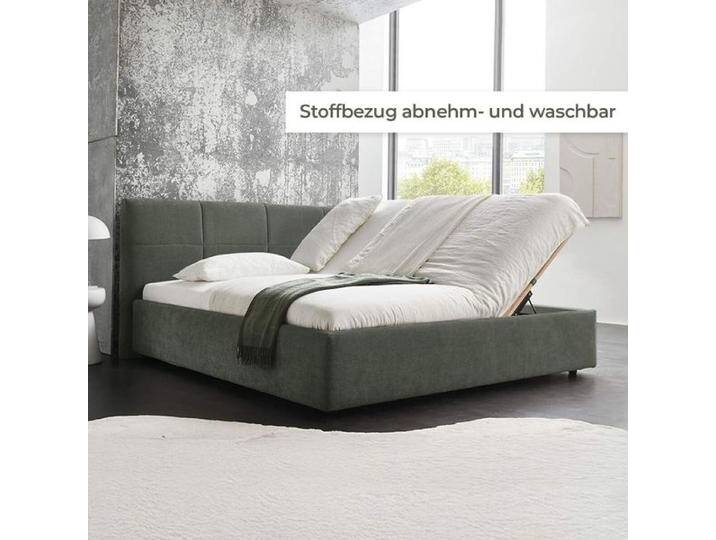 HOMELIV. Polsterbett Chester Webstoff mit Bettkasten und Lattenrost 140x200cm Grün modern, Mit HOMELIV. Polsterbett Chester Webstoff mit Bettkasten und Lattenrost 140x200cm Grün modern, Mit von HOMELIV
