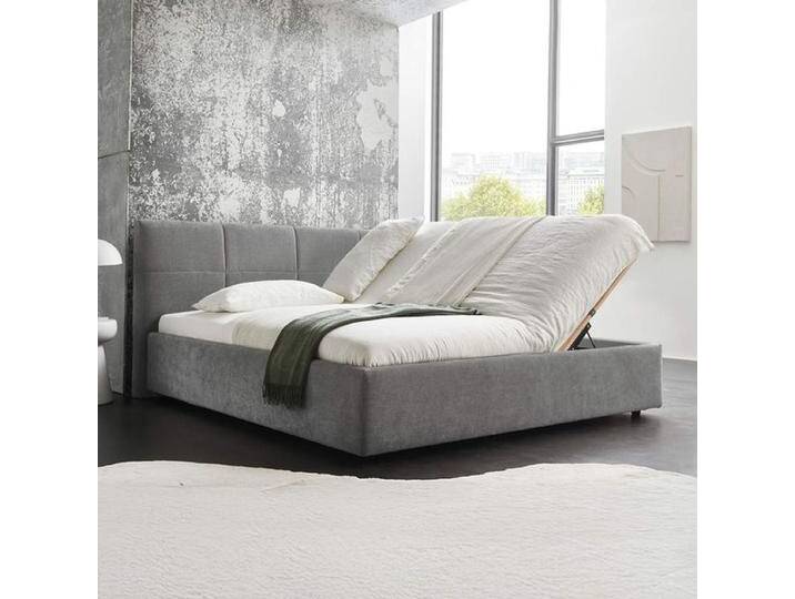 HOMELIV. Polsterbett Chester Webstoff mit Bettkasten und Lattenrost 180x200cm Dunkelgrau modern, Mit von HOMELIV