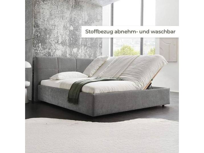 HOMELIV. Polsterbett Chester Webstoff mit Bettkasten und Lattenrost 180x200cm Dunkelgrau modern, Mit von HOMELIV