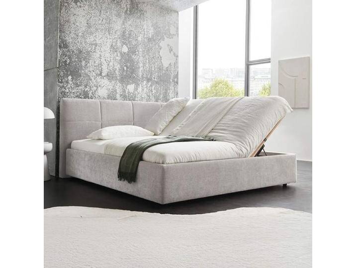 HOMELIV. Polsterbett Chester Webstoff mit Bettkasten und Lattenrost 180x200cm Hellgrau modern, Mit von HOMELIV