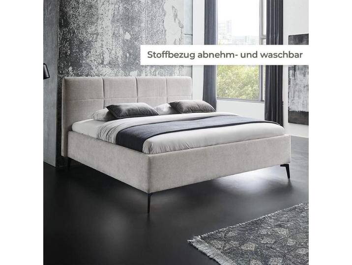 HOMELIV. Polsterbett Jackson Komfort Webstoff 180x200cm Hellgrau Mit Kopfteil von HOMELIV