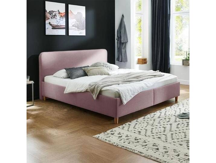 HOMELIV. Polsterbett Kannur Webstoff mit Bettkasten 160x200cm Lila modern, von HOMELIV