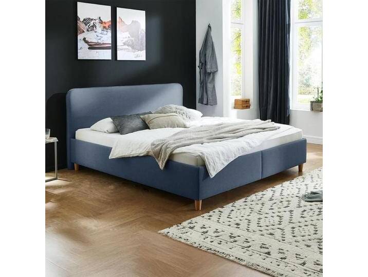HOMELIV. Polsterbett Kannur Webstoff mit Bettkasten 200x200cm Blau modern, HOMELIV. Polsterbett Kannur Webstoff mit Bettkasten 200x200cm Blau modern, von HOMELIV