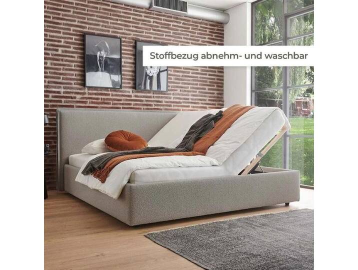 HOMELIV. Polsterbett Leeds Webstoff mit Bettkasten und Lattenrost 140x200cm Dunkelgrau industrial, Mit HOMELIV. Polsterbett Leeds Webstoff mit Bettkasten und Lattenrost 140x200cm Dunkelgrau industrial, Mit von HOMELIV