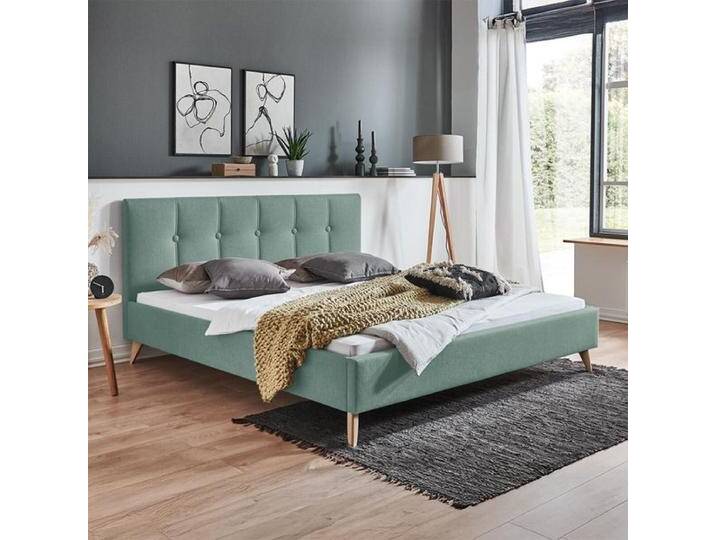 HOMELIV. Polsterbett Maliana Velours/Webstoff 160x200cm Grün retro/vintage, höhenverstellbar von HOMELIV