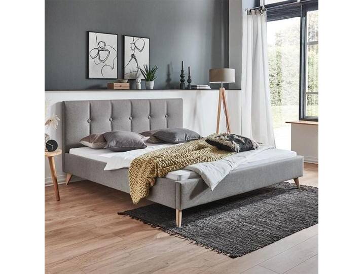 HOMELIV. Polsterbett Maliana Velours/Webstoff 160x200cm Hellgrau retro/vintage, höhenverstellbar von HOMELIV