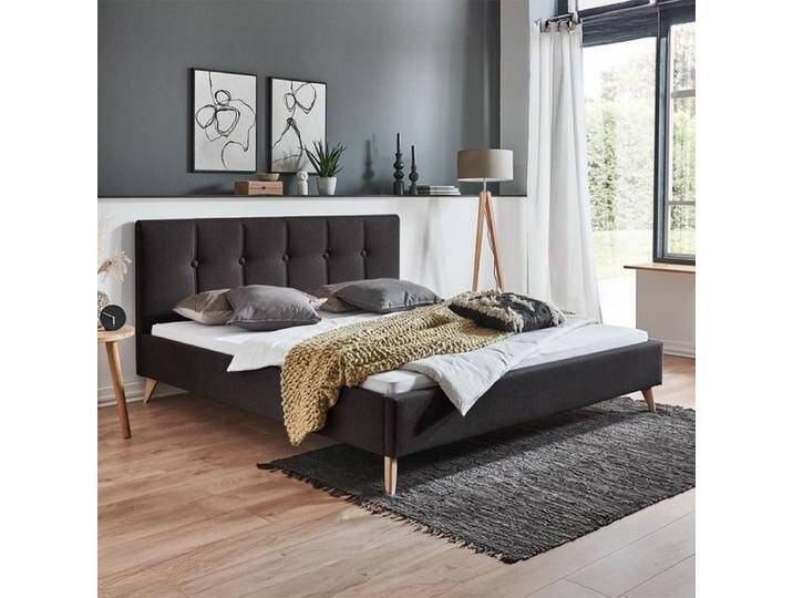 HOMELIV. Polsterbett Maliana Velours/Webstoff 200x200cm Dunkelgrau retro/vintage, höhenverstellbar von HOMELIV