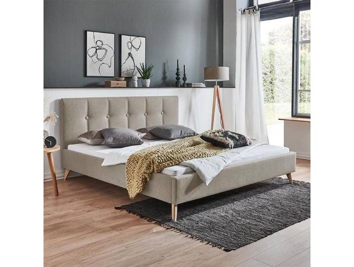 HOMELIV. Polsterbett Maliana Velours/Webstoff 200x200cm Taupe retro/vintage, höhenverstellbar von HOMELIV