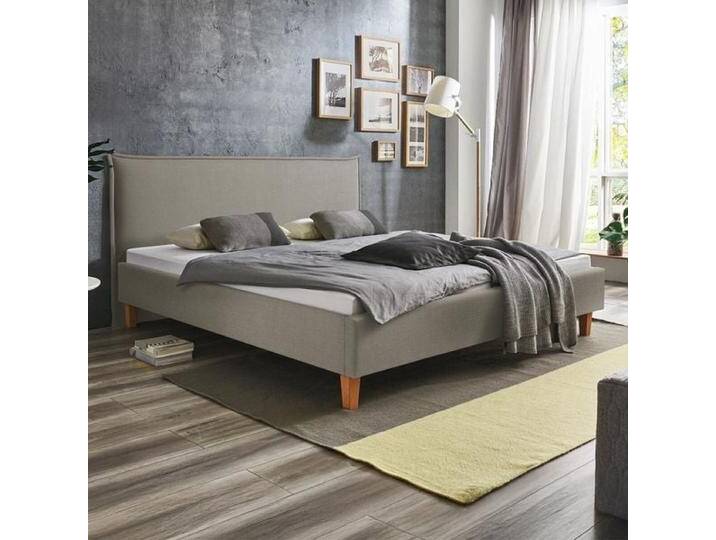 HOMELIV. Polsterbett Zibo Webstoff 160x200cm Hellgrau modern, höhenverstellbar von HOMELIV