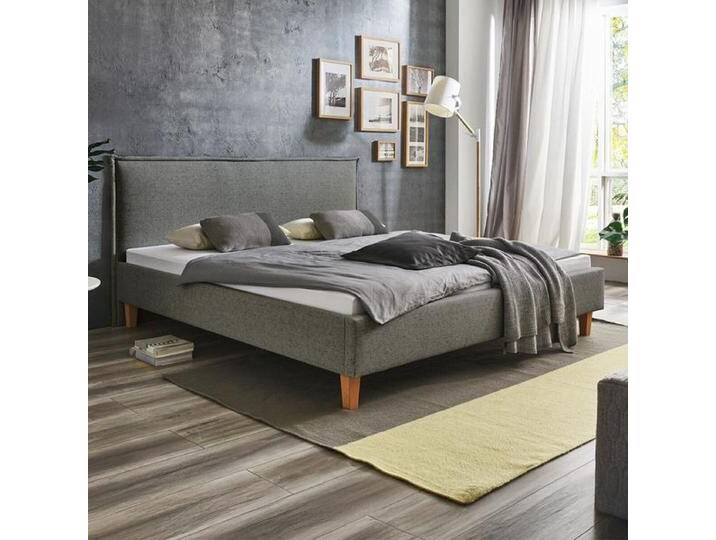 HOMELIV. Polsterbett Zibo Webstoff 200x200cm Dunkelgrau modern, höhenverstellbar von HOMELIV