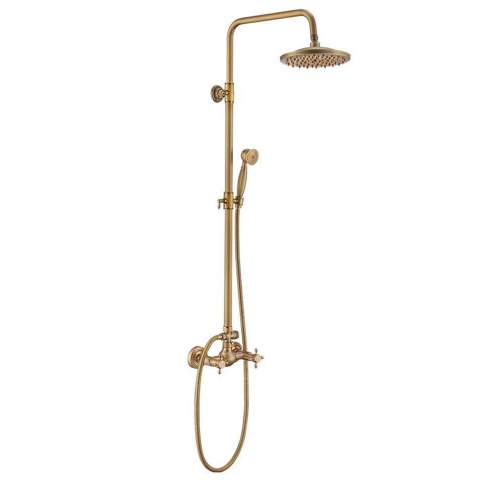 HOMELIVE Duschsystem Retro Messing Duscharmatur Set Antik Gold Dusche mit Regendusche, Duschset mit 8" Regendusche Handbrause Kopf HOMELIVE Duschsystem Retro Messing Duscharmatur Set Antik Gold Dusche mit Regendusche, Duschset mit 8" Regendusche Handbrause Kopf von HOMELIVE