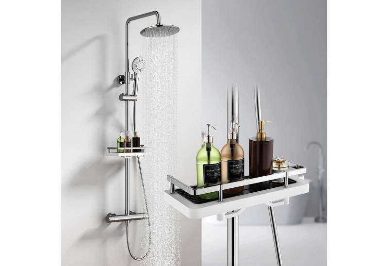 HOMELIVE Duschsystem mit Thermostat und Duschablage - Duscharmatur Komplettset schwarz, mit runder Regendusche, 3-Strahl-Handbrause, 38 °C Sicherheitssperre HOMELIVE Duschsystem mit Thermostat und Duschablage - Duscharmatur Komplettset schwarz, mit runder Regendusche, 3-Strahl-Handbrause, 38 °C Sicherheitssperre von HOMELIVE