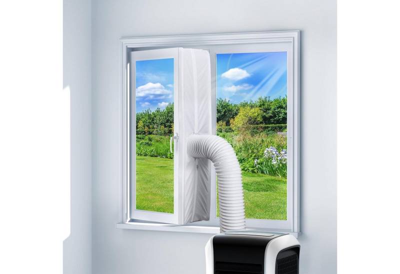HOMELIVE Fenster-Set Erweiterung Klimaanlage Fensterabdichtung 500cm, Zubehör für Mobile Klimageräte mit Reißverschluss, Befestigungsbänder von HOMELIVE