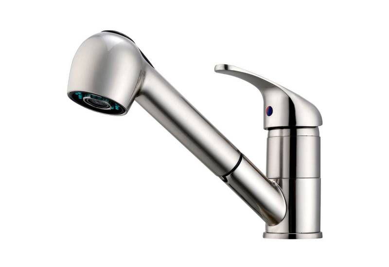 HOMELIVE Küchenarmatur Hochdruck Wasserhahn Küche 180° Spültischarmatur mit Ausziehbarer Mischbatterie mit Dual-Spülbrause Gebürstet von HOMELIVE