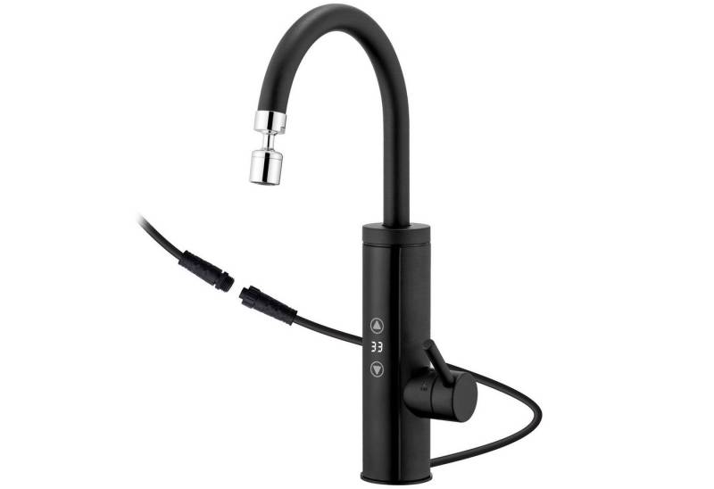 HOMELIVE Küchenarmatur mit Durchlauferhitzer, Wasserhahn 360° drehbar,3-Stufen Touchregelung spültischarmatur küche,Elektrische Durchlauferhitzer,Schwarz von HOMELIVE