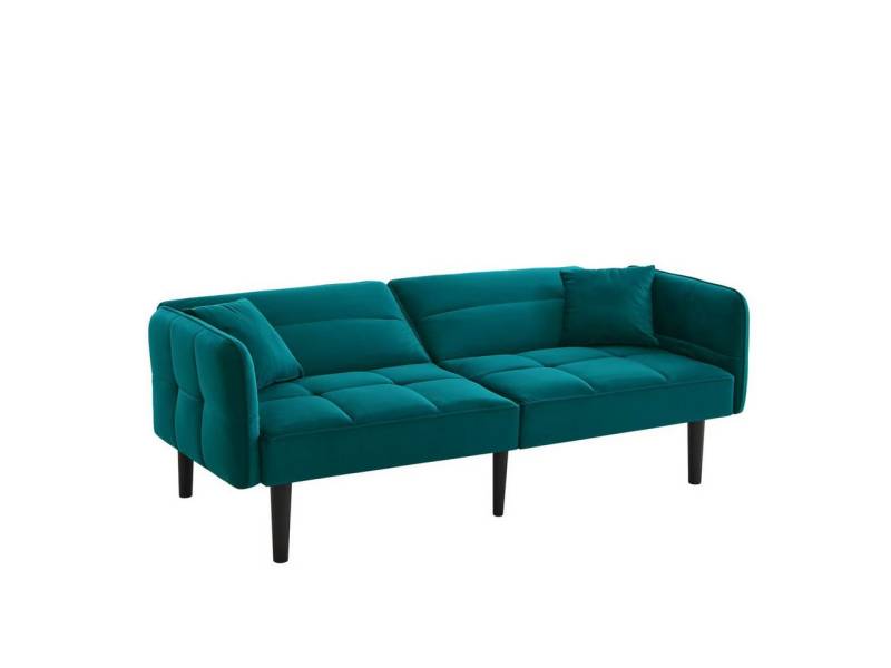 HOMELIVE Sofaschoner 2-in-1 Verstellbares Schlafsofa mit klappbaren Armlehnen, Zweisitzer mit Samtbezug, ideal für kleine Räume von HOMELIVE