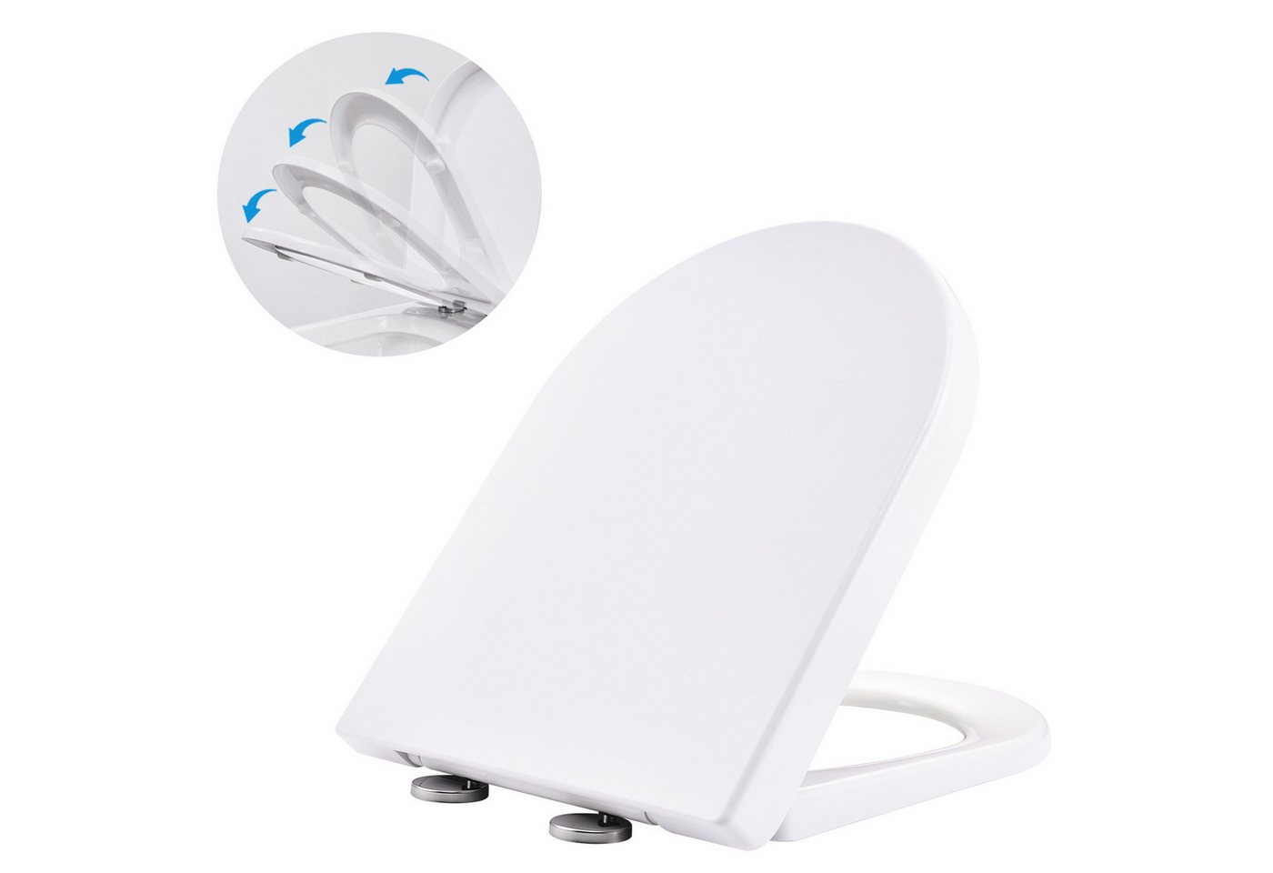 HOMELIVE WC-Sitz D Form Klodeckel mit Quick-Release-Funktion Toilettendeckel (Absenkautomatik Klodeckel abnehmbar Toilettensitz), Einfach zu installieren, Weiß von HOMELIVE