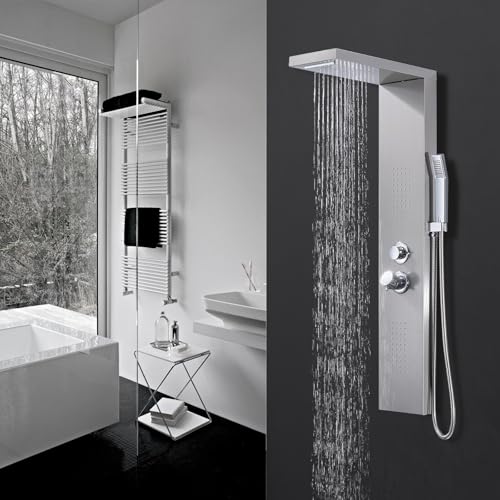 HOMELODY Duschpaneel, 4-Funktion Duscharmatur Komplettset mit Duscharmatur, einschließlich Regendusche, Massagedusche, Handbrause und Wanneneinlauf, geeignet für das Badezimmer, aus Edelstahl HOMELODY Duschpaneel, 4-Funktion Duscharmatur Komplettset mit Duscharmatur, einschließlich Regendusche, Massagedusche, Handbrause und Wanneneinlauf, geeignet für das Badezimmer, aus Edelstahl von HOMELODY