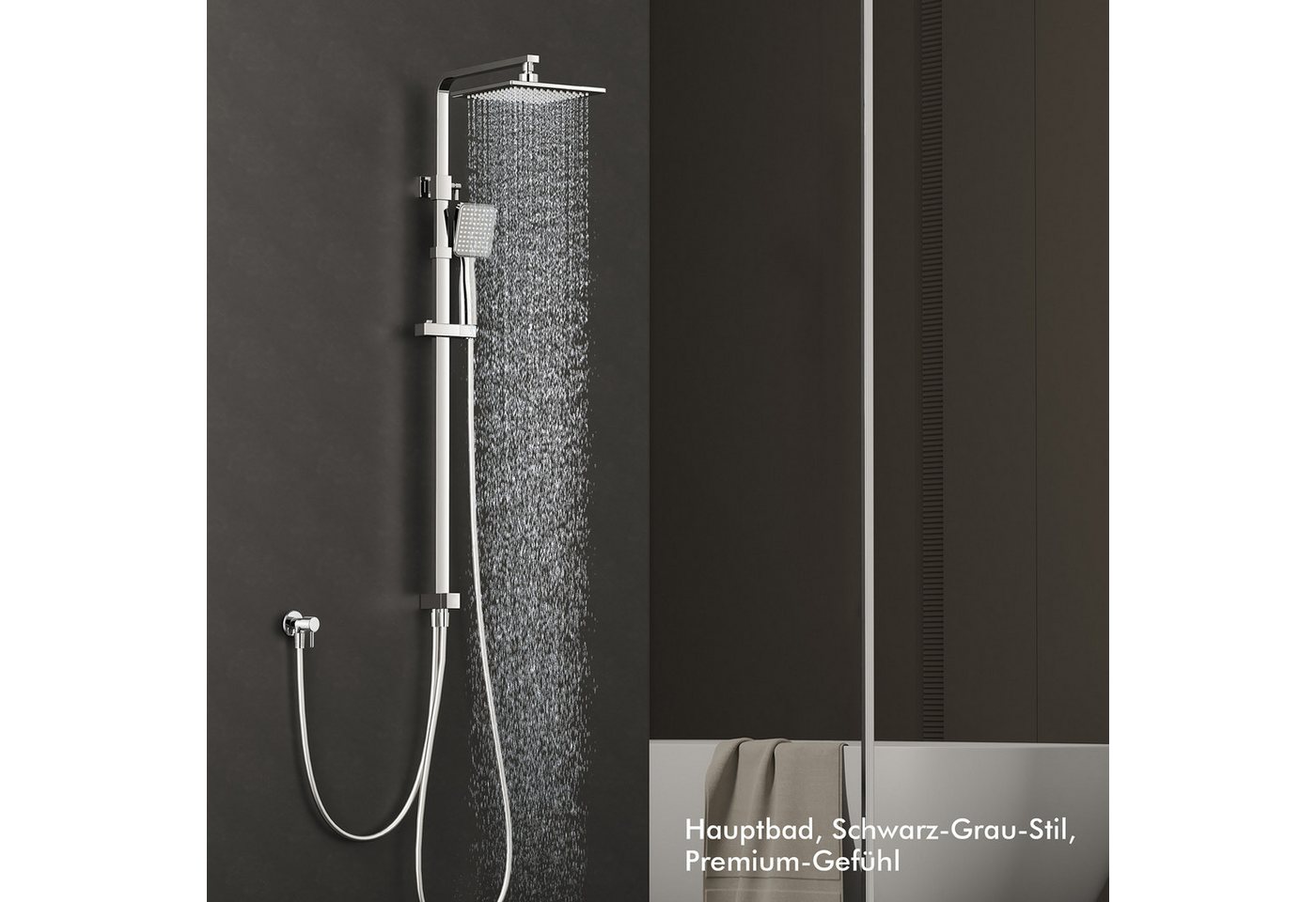 HOMELODY Duschsystem Chrom Regendusche Duschset ohne Armatur Ohne zusätzliches Bohren, 2 Strahlart(en), Regendusche Duschset mit Überkopfbrause Handbrause,Messing von HOMELODY
