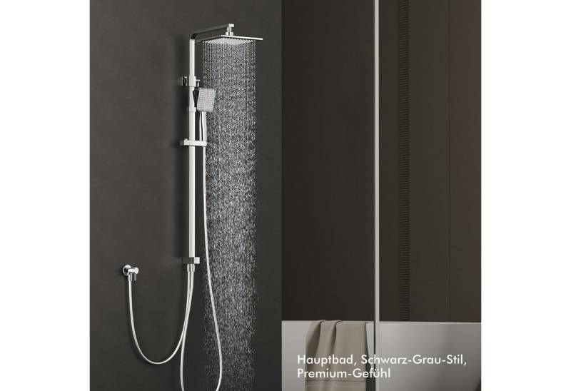 HOMELODY Duschsystem Chrom Regendusche Duschset ohne Armatur Ohne zusätzliches Bohren, 2 Strahlart(en), Regendusche Duschset mit Überkopfbrause Handbrause,Messing von HOMELODY