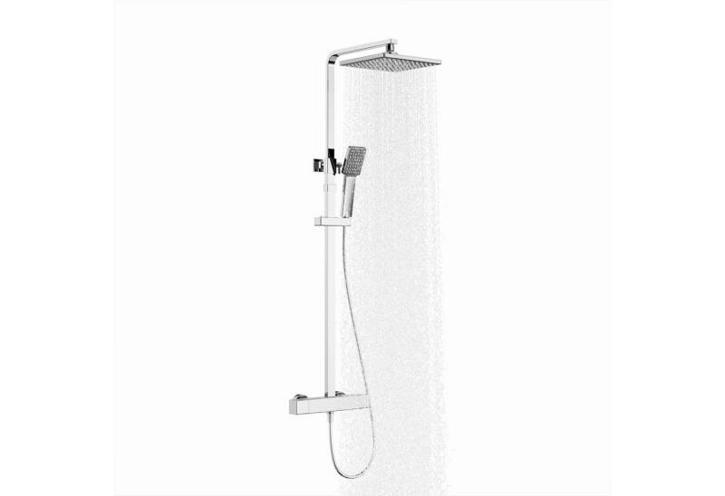 HOMELODY Duschsystem Duschset mit Thermostat 38℃ verstellbare Duschstange aus Edelstahl, 2 Strahlart(en), 1 tlg., Duschset mit Handbrause,9-Zoll Überkopfbrause,verchromt von HOMELODY