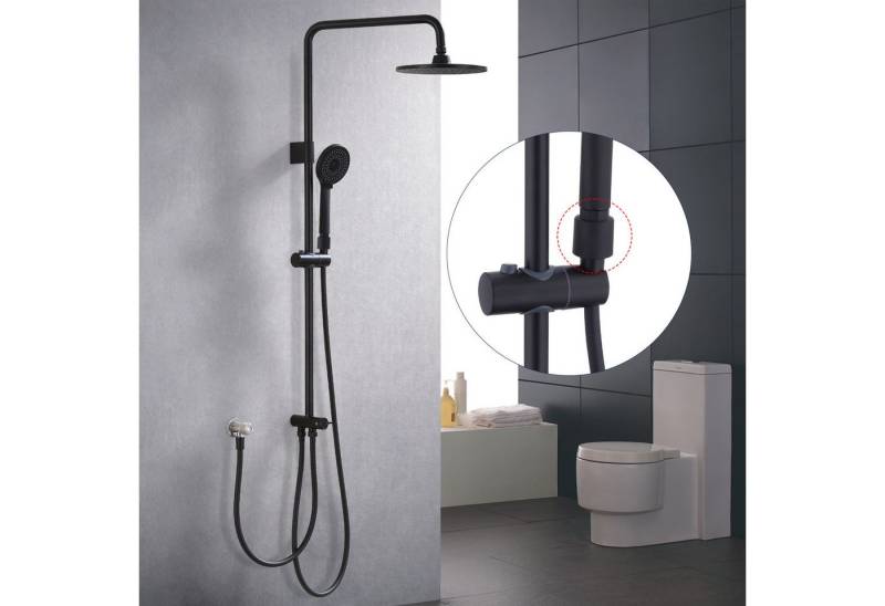 HOMELODY Duschsystem Regendusche Duschsystem ohne Armatur mit Filter, Schwarz, 2 Strahlart(en), Handbrause mit 4 Funktionen, Edelstahl Duschset mit Kopfbrause Rund von HOMELODY