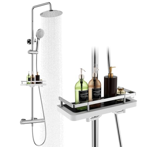 HOMELODY Duschsystem mit Thermostat und Duschablage Chrom - Duscharmatur Komplettset mit Rund Regendusche Duschkopf, 3 Strahlarten ABS Handbrause, Sicherheitssperre bei 38°C, Regendusche mit Armatur HOMELODY Duschsystem mit Thermostat und Duschablage Chrom - Duscharmatur Komplettset mit Rund Regendusche Duschkopf, 3 Strahlarten ABS Handbrause, Sicherheitssperre bei 38°C, Regendusche mit Armatur von HOMELODY