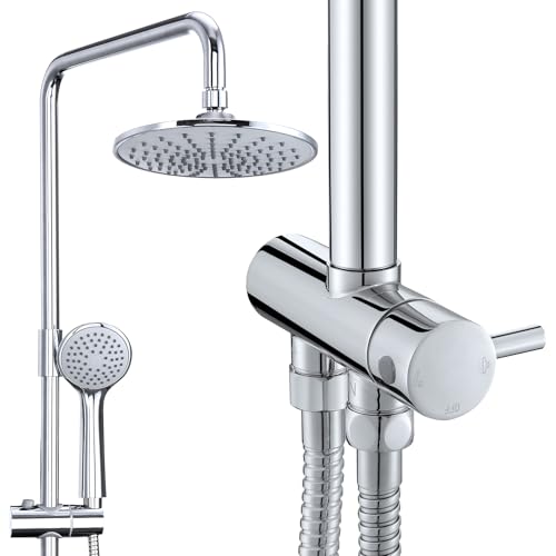HOMELODY Duschsystem ohne Armatur, Regendusche mit Edelstahl Duschkopf Rund, Chrom Überkopfbrause Duschstange Duschset Duschsäuleset SUS304 HOMELODY Duschsystem ohne Armatur, Regendusche mit Edelstahl Duschkopf Rund, Chrom Überkopfbrause Duschstange Duschset Duschsäuleset SUS304 von HOMELODY