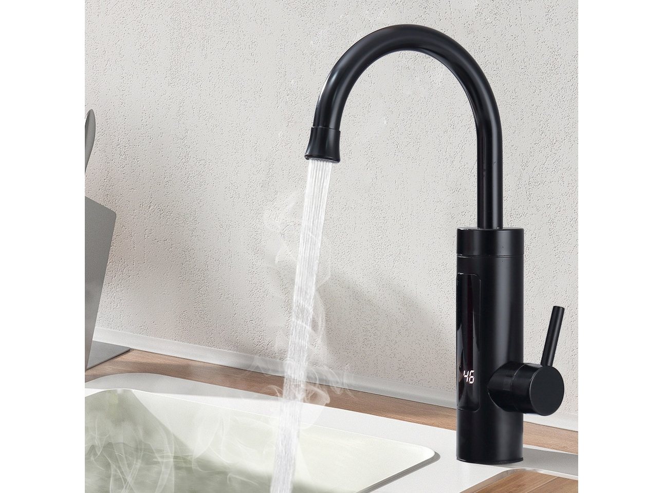 HOMELODY Küchenarmatur Elektrische Durchlauferhitzer, Smart Heater Wasserhahn 360° drehbar Edelstahl Wasserhahn Küche mit LED Temperaturanzeige, Schwarz HOMELODY Küchenarmatur Elektrische Durchlauferhitzer, Smart Heater Wasserhahn 360° drehbar Edelstahl Wasserhahn Küche mit LED Temperaturanzeige, Schwarz von HOMELODY