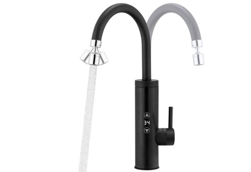 HOMELODY Küchenarmatur mit Durchlauferhitzer, Wasserhahn 360° drehbar,3-Stufen Touchregelung spültischarmatur küche,Elektrische Durchlauferhitzer,Schwarz von HOMELODY