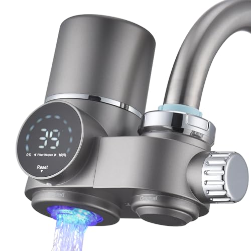 HOMELODY Wasserfilter Wasserhahn mit LED Anzeige, Trinkwasserfilter für Zuhause Küche, entfernt Chlor, Schwermetalle und schlechten Geschmack, Wasserfilter für Wasserhahn mit Blaulicht von HOMELODY