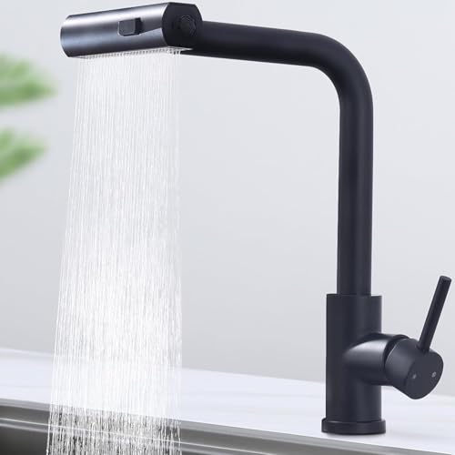 HOMELODY Wasserhahn Küche Schwarz, Küchenarmatur Ausziehbar mit 3 Strahlarten, Spültischarmatur mit Brause, Armatur Küche 360° Schwenkbar, Mischbatterie Küche Edelstahl HOMELODY Wasserhahn Küche Schwarz, Küchenarmatur Ausziehbar mit 3 Strahlarten, Spültischarmatur mit Brause, Armatur Küche 360° Schwenkbar, Mischbatterie Küche Edelstahl von HOMELODY