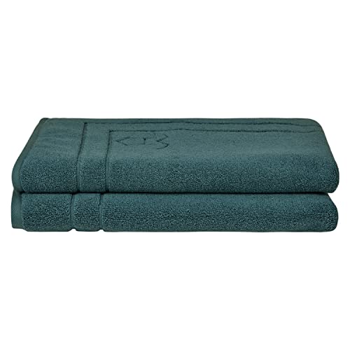 HOMELOVER Bio-Baumwolle Badematte Set, Hohe Qualität Waschbar Duschvorleger, Weich & Saugfähig Badvorleger, Oeko-TEX Made in Green & GOTS Zertifiziert (2 Badezimmerteppich, Forest Green) von HOMELOVER