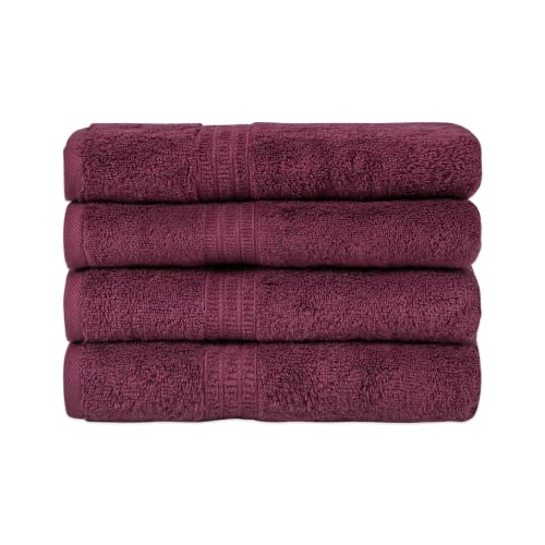 HOMELOVER Bio-Baumwollhandtücher - Handtuch-Set von 4, Extra weiche 100% türkische Baumwolle Friseur und Handtücher für Bad, Luxus Hand Gesicht Handtücher für Küche, Plum Purple von HOMELOVER