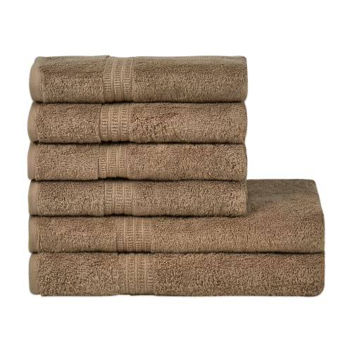 HOMELOVER Bio-Baumwolle 6 Stück Badetücher Set - 2 Badetücher 4 Handtücher, 100% Luxus Türkische Baumwolle Handtücher für Bad, Cone Brown Handtuch-Sets von HOMELOVER