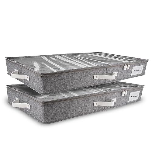 HOMELUX THEORY Unterbett-Aufbewahrungsbehälter mit niedrigem Profil, dünner Unterbett-Organizer mit Behältern und Deckeln, Unterbett-Aufbewahrungsbox, ideal für saisonale Kleidung, Decken, Stoff und von HOMELUX THEORY