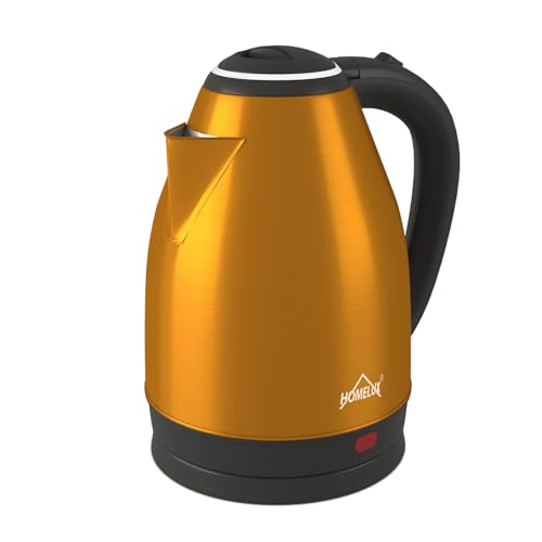 HOMELUX 1,8L Edelstahl Wasserkocher, 1500W, BPA-freier Heißwasserboiler, Schnelldurchlauferhitzer mit Abschaltautomatik und Trockengehschutz-Technologie, Geeignet für Kaffee, Tee,Gelb von HOMELUX