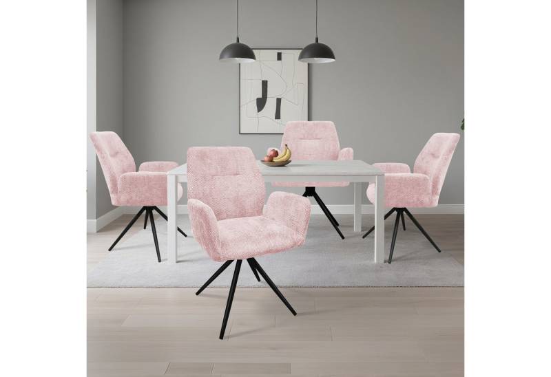 HOMELUX 4-Fußstuhl 360° Drehbar Esszimmerstühle 4er Set, Küchenstuhl, Stühle Esszimmer (Stuhl für Schlafzimmer, Wohnzimmer, 4 St), Esszimmerstuhl mit Armlehnen Rückenlehne & Metallbeinen von HOMELUX