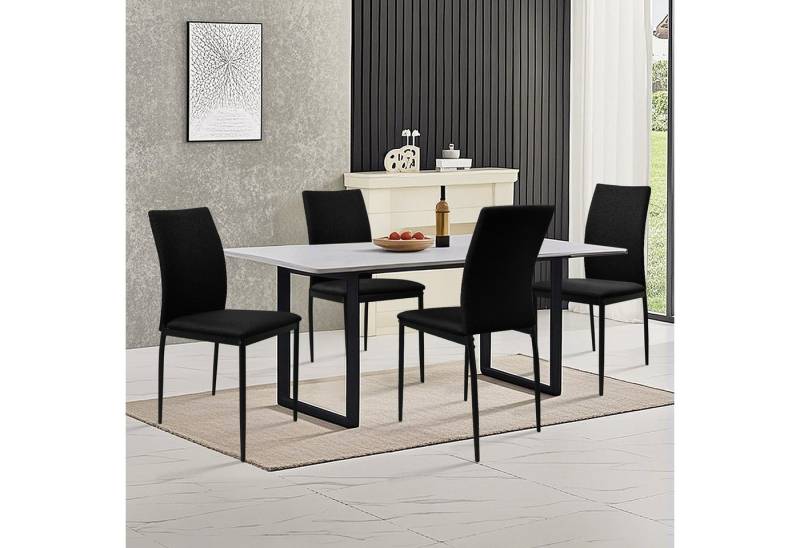 HOMELUX 4-Fußstuhl Esszimmerstühle Küchenstuhl aus Leinen Gepolsterte Sitzfläche (Set, 4 St), Bis 110 kg, für Esszimmer Küche Wohnzimmer von HOMELUX