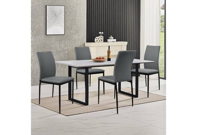 HOMELUX 4-Fußstuhl Esszimmerstühle Küchenstuhl aus Leinen Gepolsterte Sitzfläche (Set, 4 St), Bis 110 kg, für Esszimmer Küche Wohnzimmer von HOMELUX