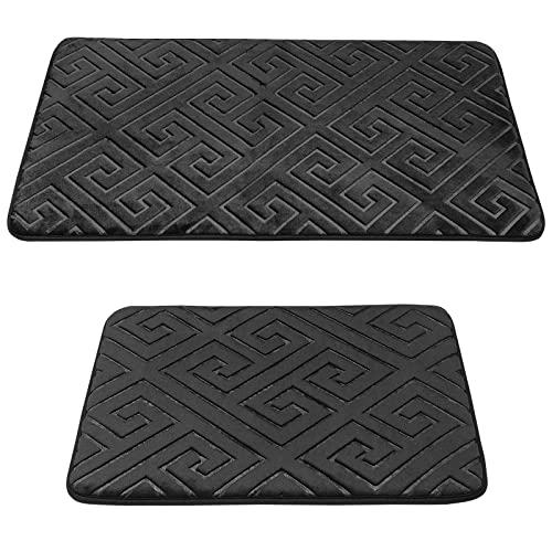 HOMELUX Badezimmerteppich Badematte rutschfeste Badteppich 2-teilig Badematten Set Wasserabsorbierend Badematte 60x100+60x50cm Schwarz von HOMELUX