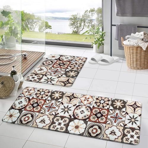 HOMELUX Badezimmerteppich 2 Teilig Badematte, Weicher Badeteppich, Badezimmer Set, Badvorleger rutschfest Waschbar, Flauschiger, Saugfähige Duschvorleger, 50×160 cm+50×80 cm, Für Badezimmer, 2A2DBW von HOMELUX