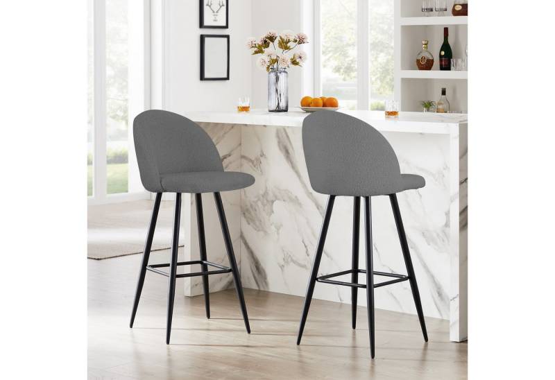 HOMELUX 4-Fußstuhl Esszimmerstühle Barstühle 2er Set mit Fußstütze Rückenlehne, bis 130kg (Set, 2 St), Gepolsterte Sitzfläche mit Lehne Stoff und Metall Sitzhöhe 73.5cm von HOMELUX